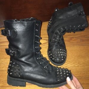 Black combat boots